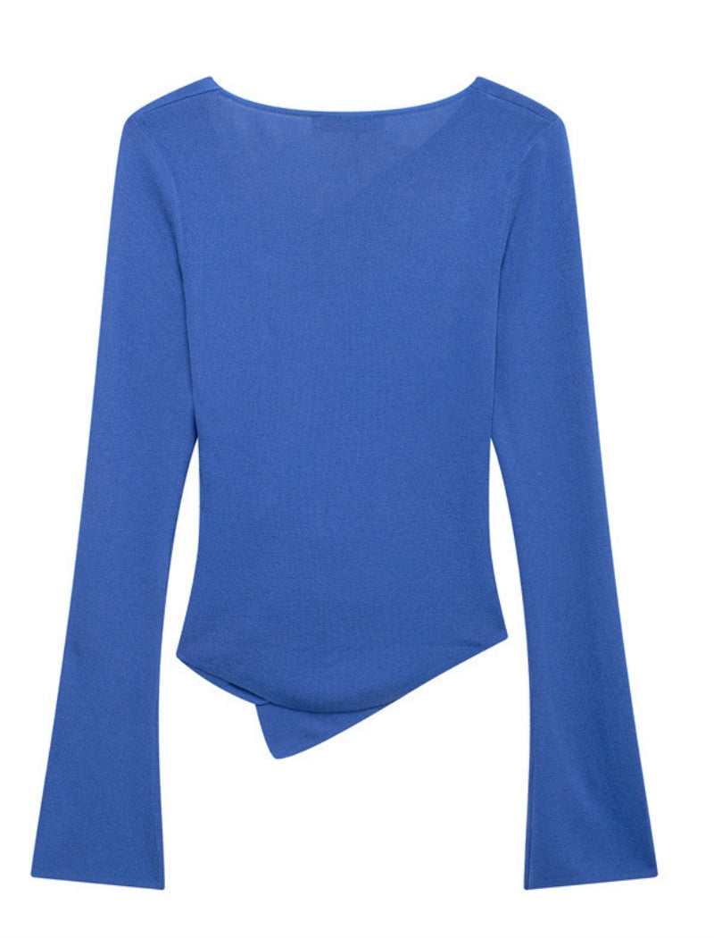 Asymmetrical Buttoned Long Sleeve Top