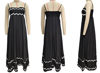 DVL407018D Contrast Trim Spaghetti Strap Maxi Dress