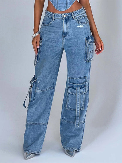 Low-Rise Cargo Jeans