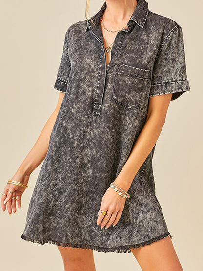 Frayed Denim Mini Dress