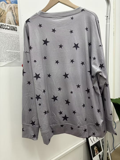 Star Print Oversized Pullover Top