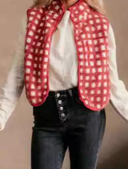 Checkered Pattern Knit Vest