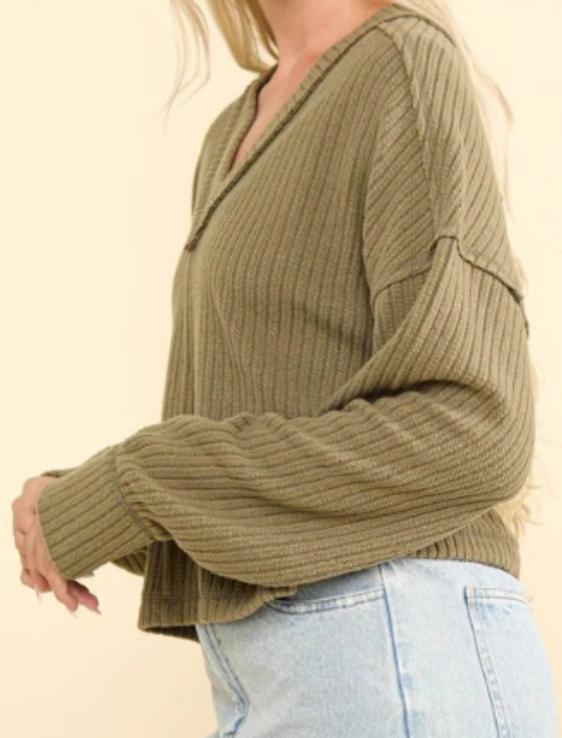 V-Neck Oversized Knit Sweater