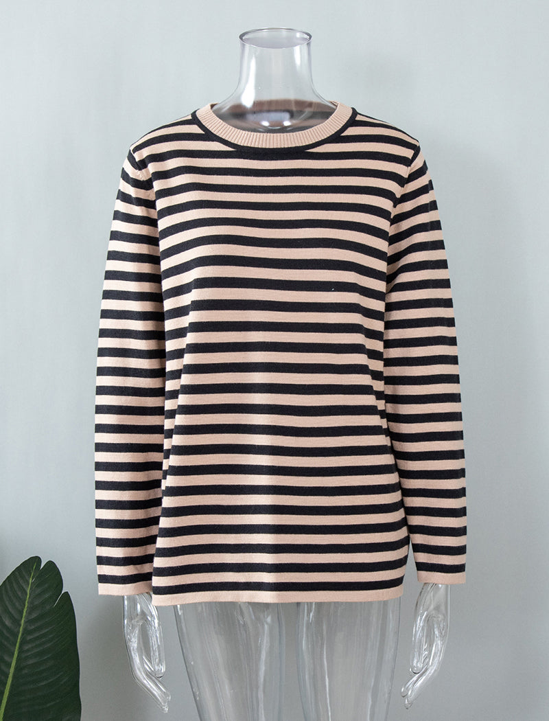 Crewneck Striped Knit Pullover