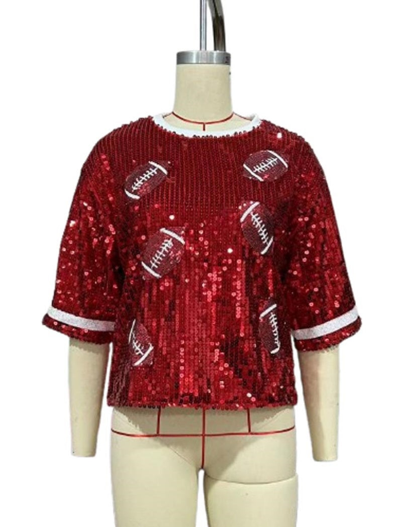 Sequin Gift Bow Cropped Top