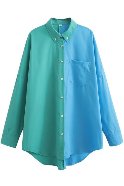 Colorblock Button-Front Shirt