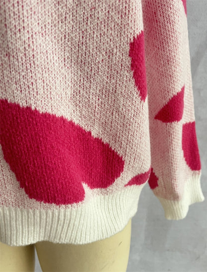 Heart Pattern Knit Sweater