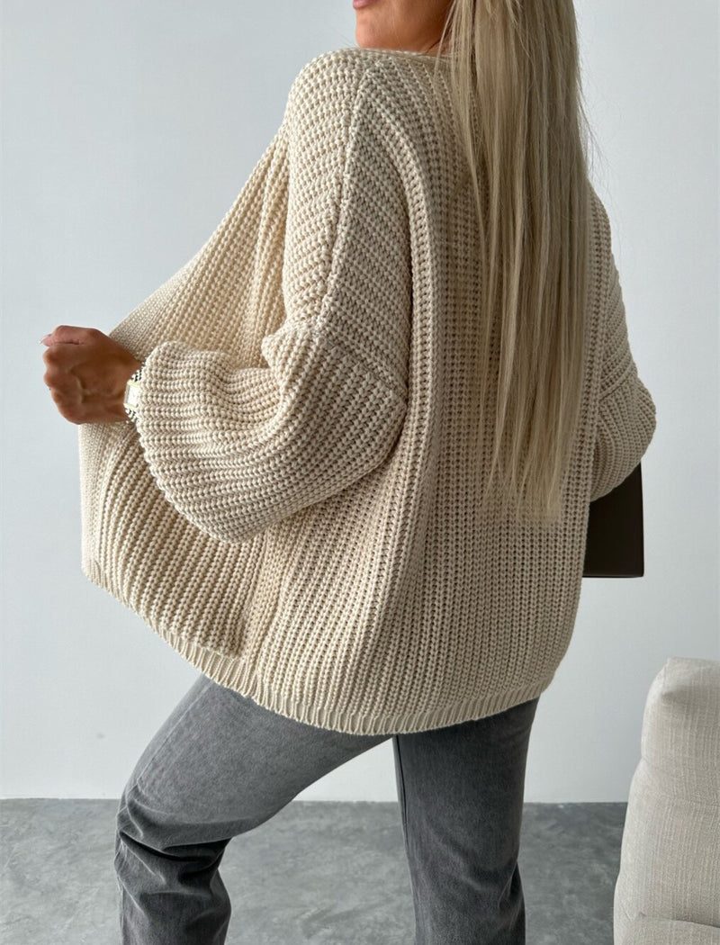 Oversized Knit Open Front Cardigan