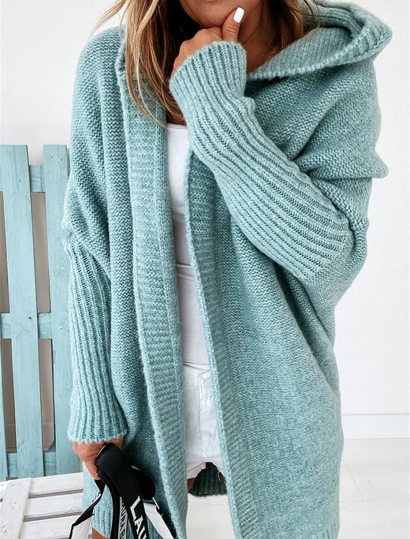 Oversized Knit Hooded Cardigan