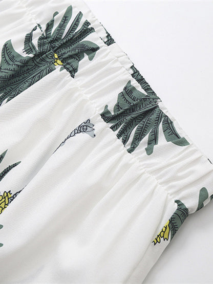Palm Tree Print Vest and Pants Set