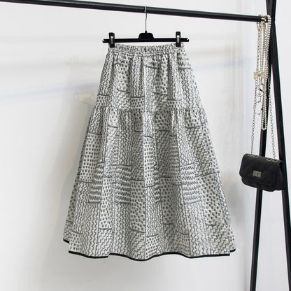 Patchwork Tiered Midi Skirt