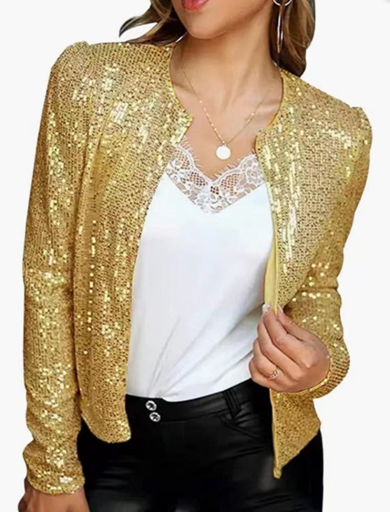 Sequin Embellished Open Jacket