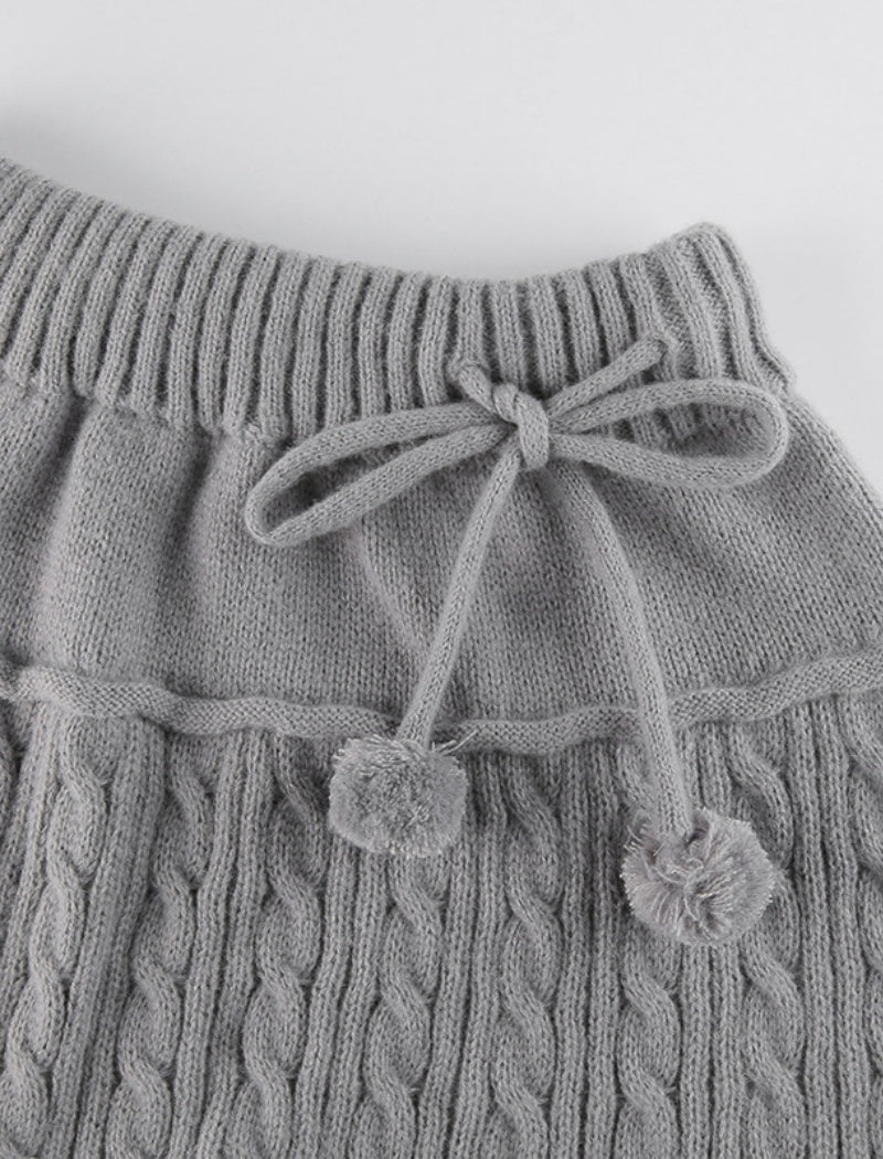 Cable Knit Pom-Pom Mini Skirt