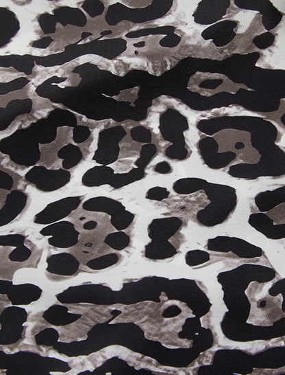 Wide-Leg Satin Animal Print Pants