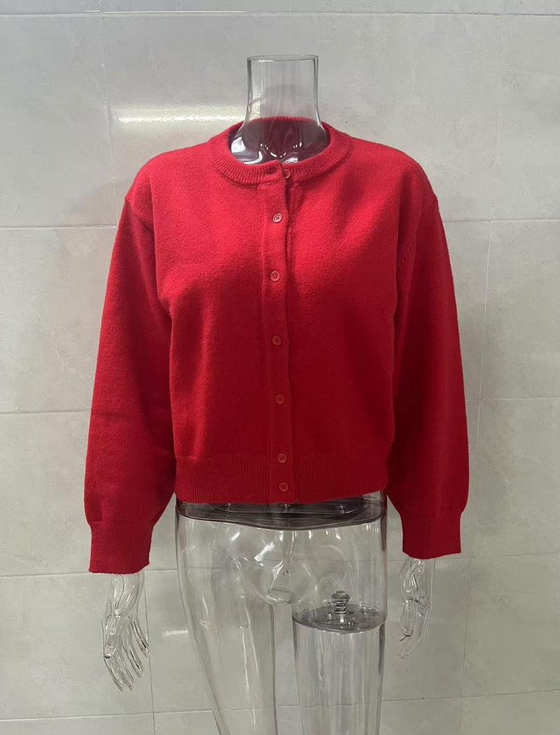 Long Sleeve Buttoned Knit Cardigan