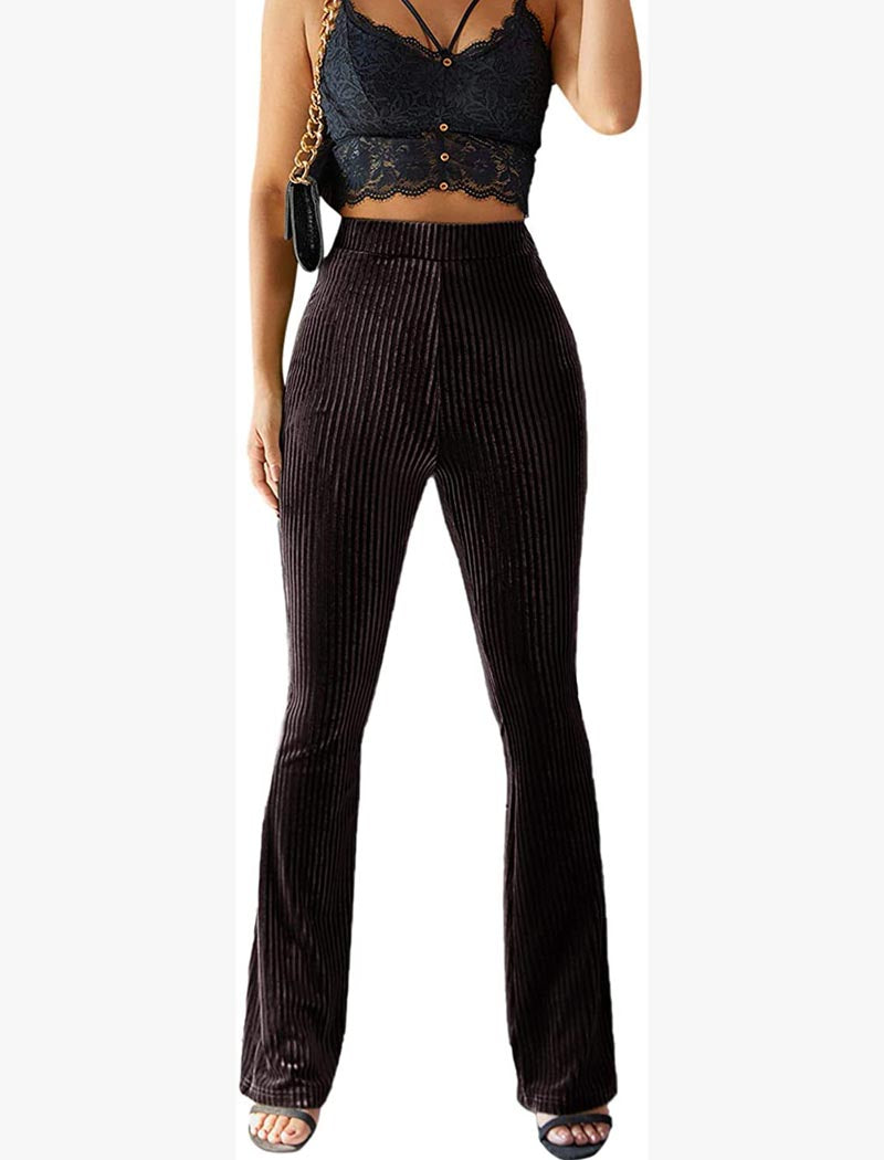 Velvet High-Waist Flared Pants