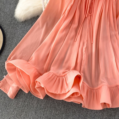 Loose Fit Ruffle Hem Chiffon Blouse