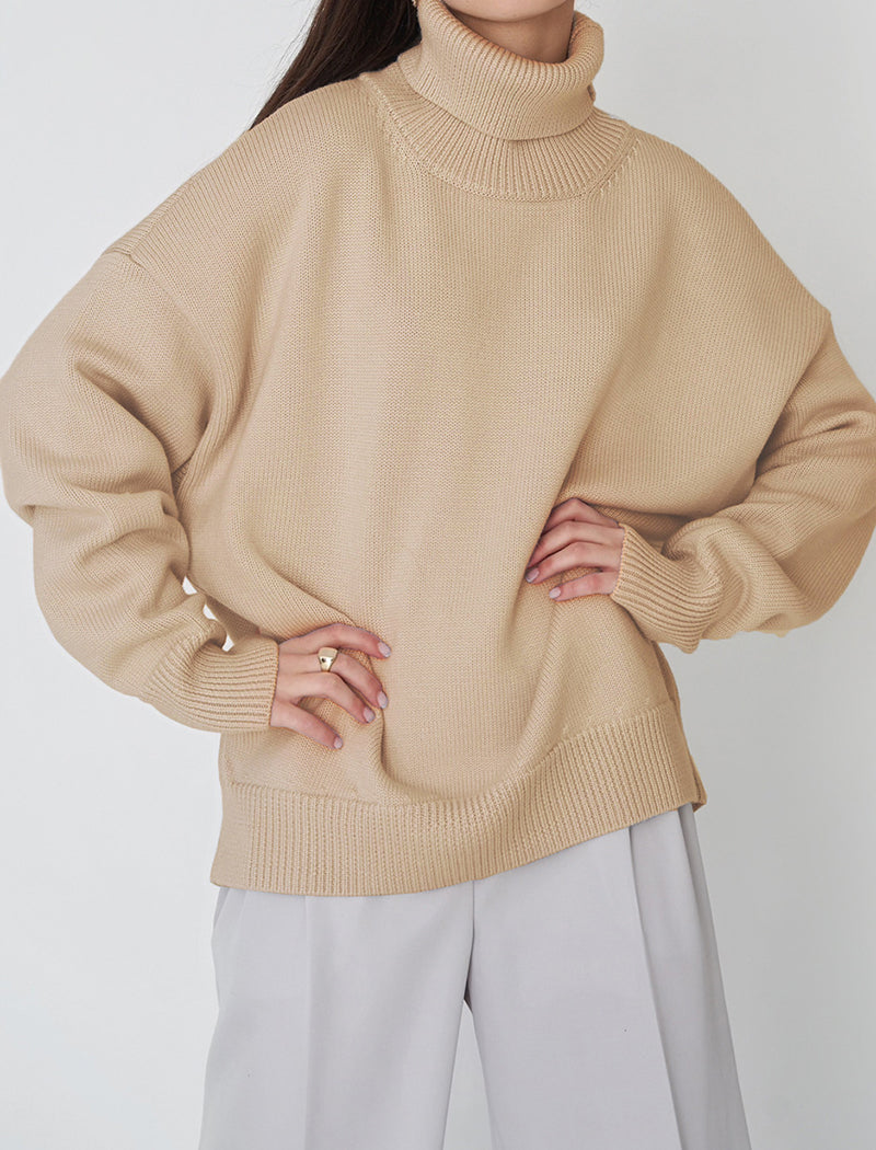 Oversized Turtleneck Sweater with Relaxed Fit