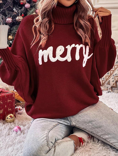 Oversized &quot;Merry&quot; Turtleneck Sweater