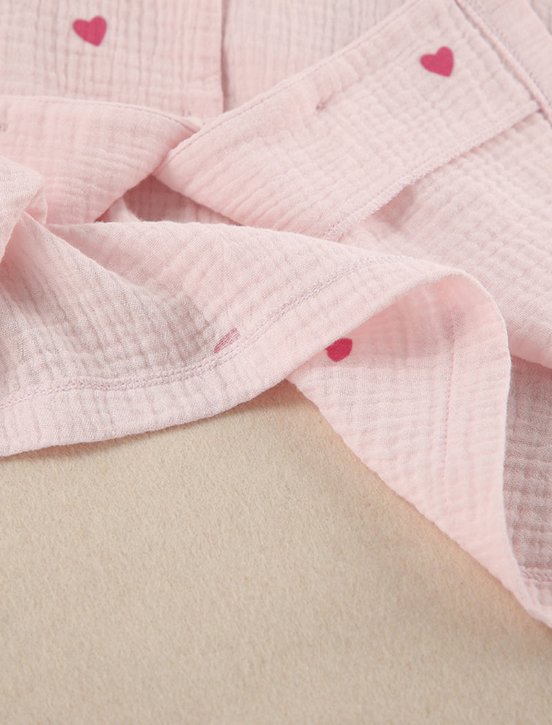 Heart Print Long Sleeve Pajama Set