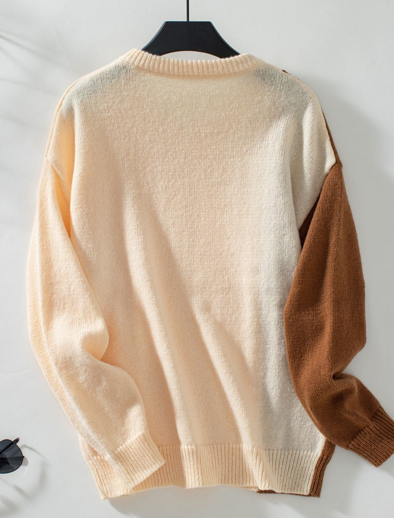 Crew Neck Cable Knit Long Sleeve Top