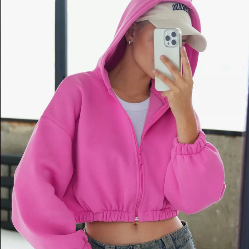 Long Sleeve Crop Zip Hoodie