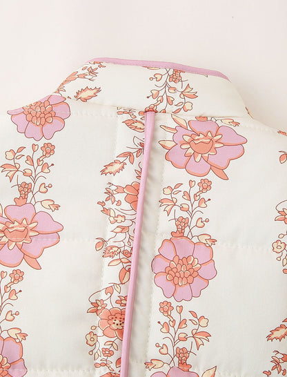 Floral Quilted Jacket with Front Pockets