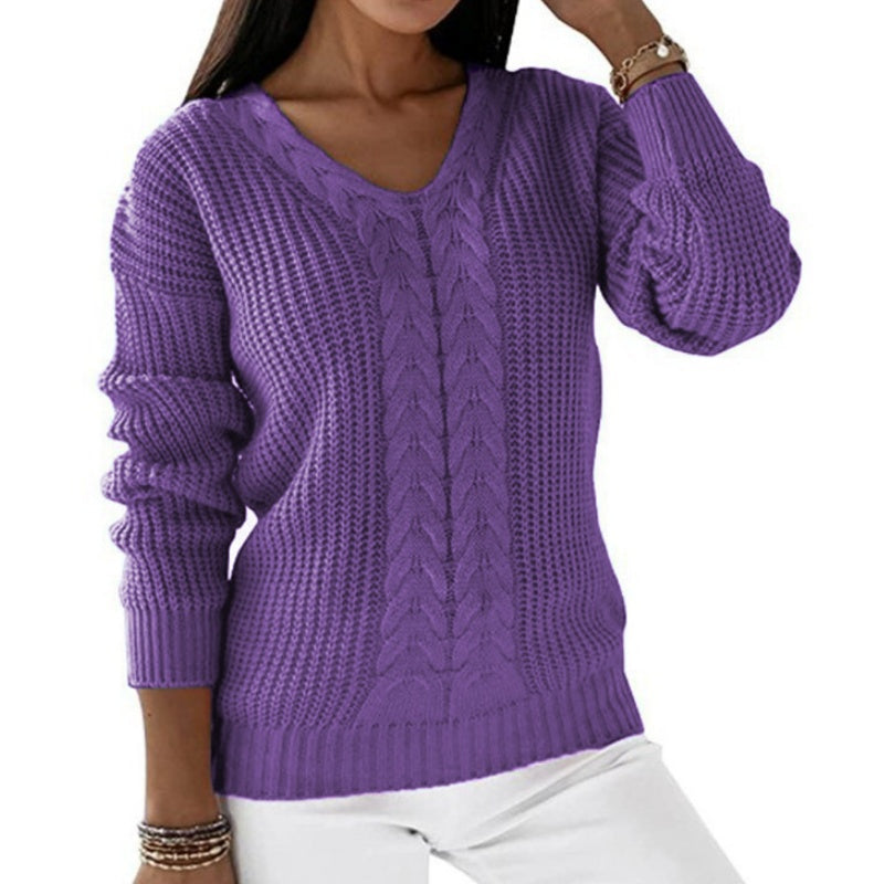 V-Neck Cable Knit Relaxed Sweater