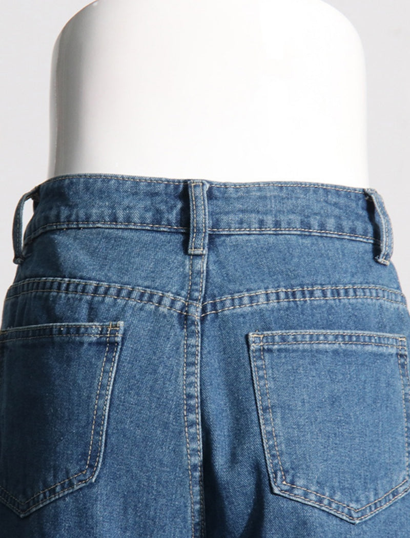 Cutout Heart-Detail Denim Jeans