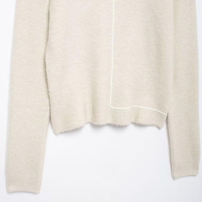 Colorblock Trim Round Neck Knit Sweater
