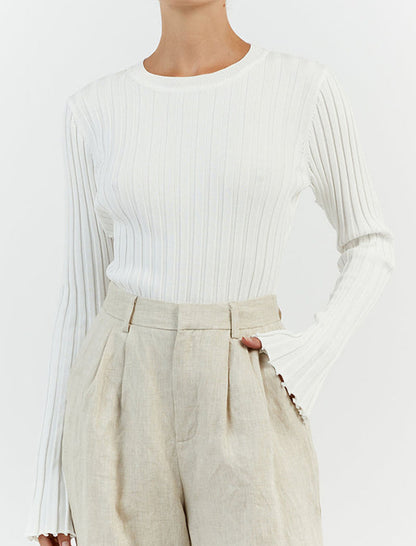 Bell Sleeve Ribbed Knit Top