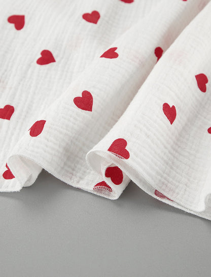 Heart Print Slit Long Sleeve Nightgown