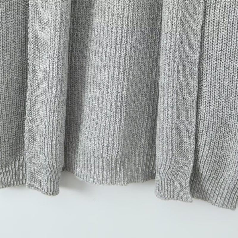 Open Front Ribbed Knit Cardigan