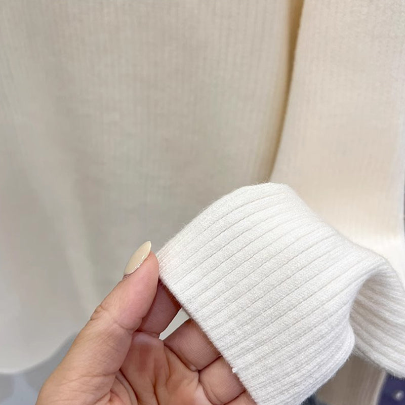 Fleece-Lined Mock Neck Cutout Sweater