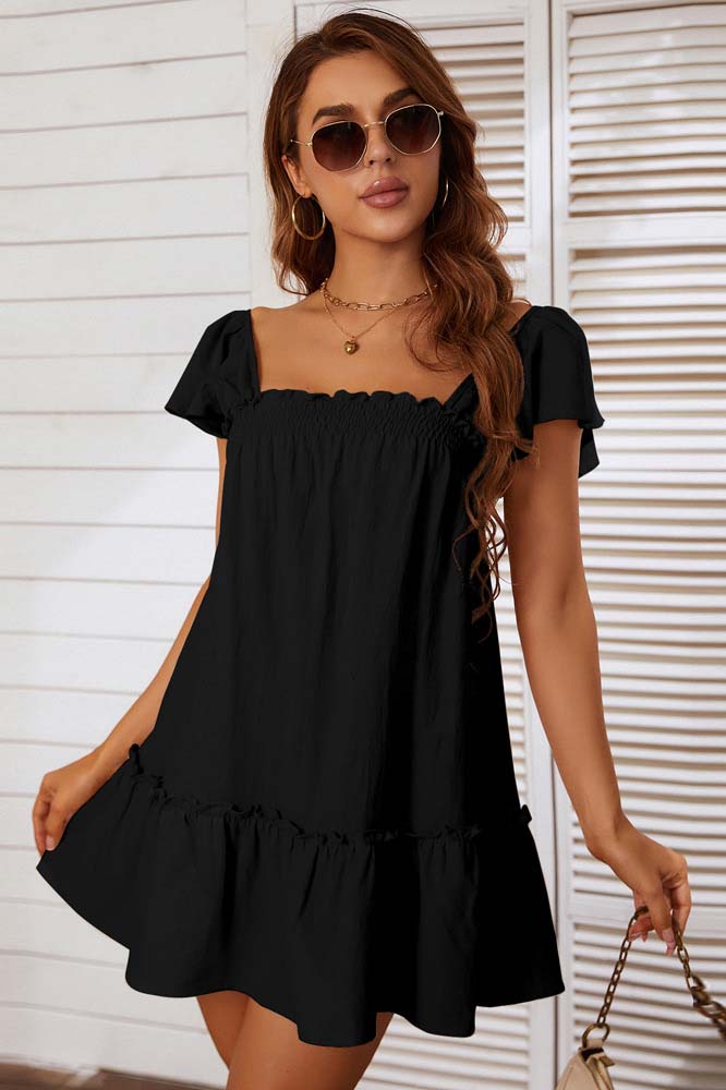 Ruffle Sleeve Tiered Mini Dress