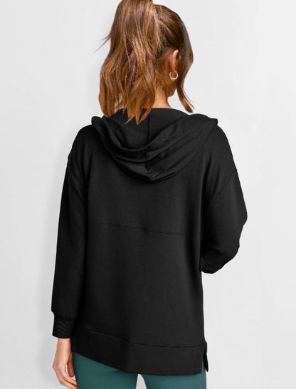 Relaxed Hoodie with V-Neckline Top