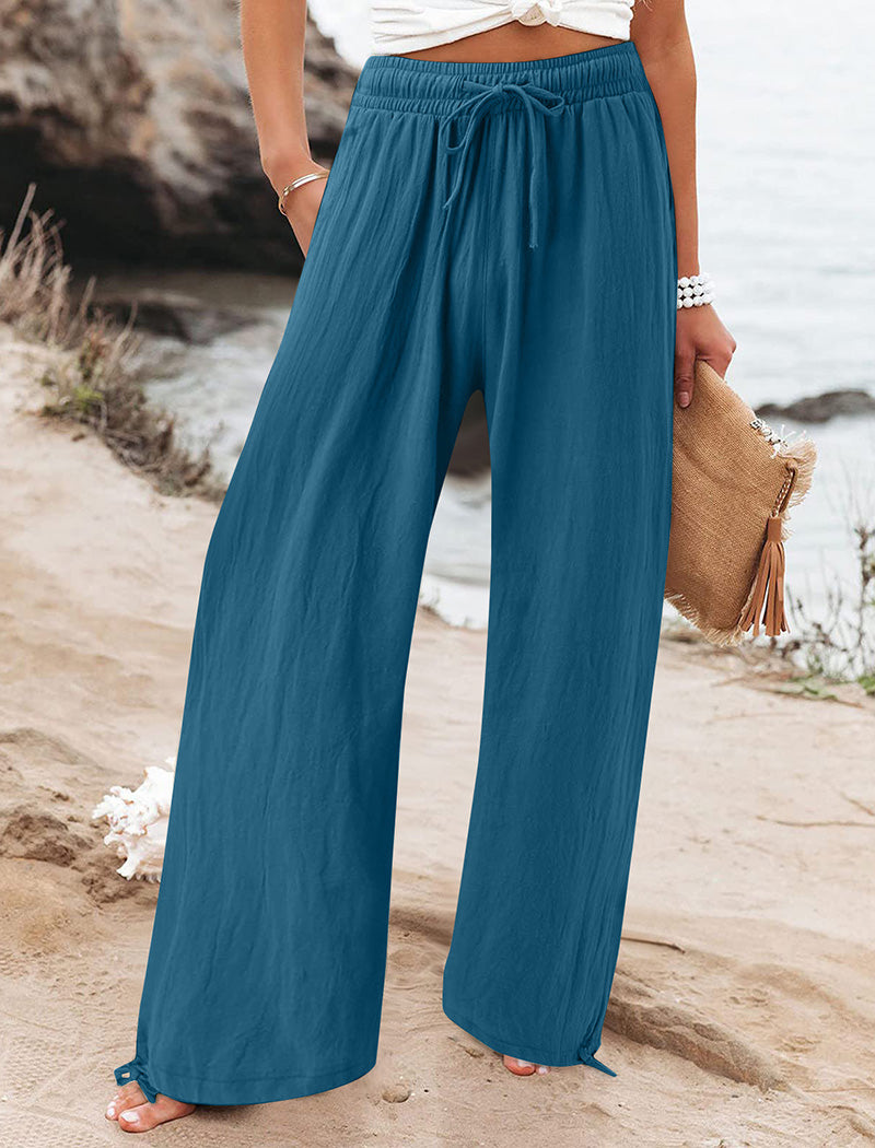 Wide-Leg Drawstring Pants