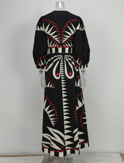 Abstract Print Maxi Dress