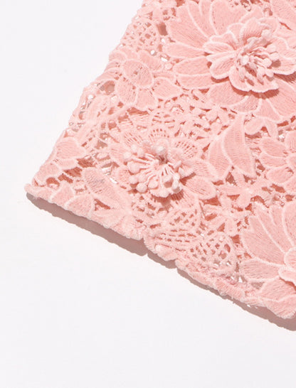 Lace-Trimmed Flowing Gown