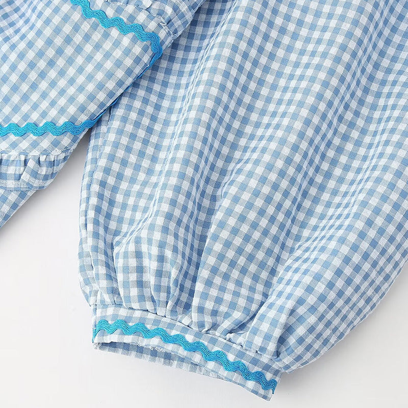 Gingham Heart-Pocket Cardigan