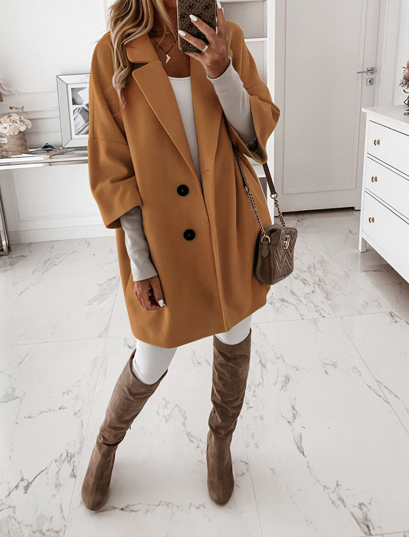 Notch Collar Buttoned Longline Coat