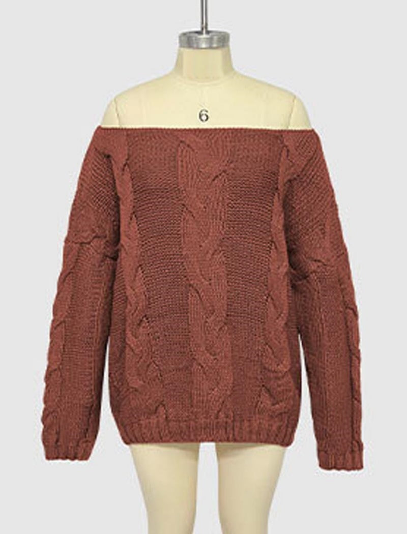 Off-Shoulder Knit Oversized Sweater