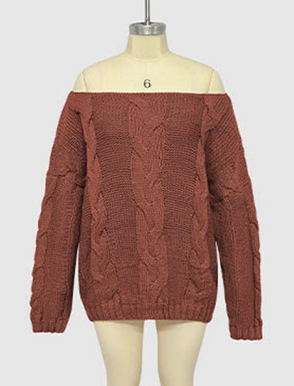 Off-Shoulder Knit Oversized Sweater