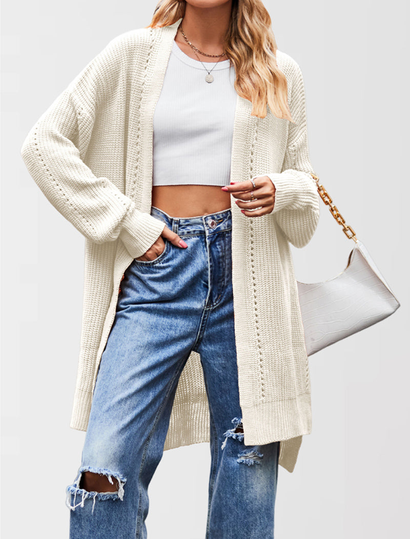 Longline Knit Cardigan with Open Front