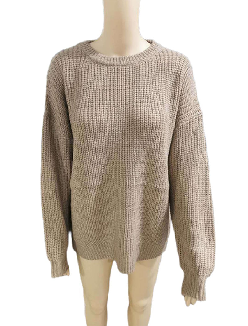 Casual Knit Long Sleeve Round Neck Sweater