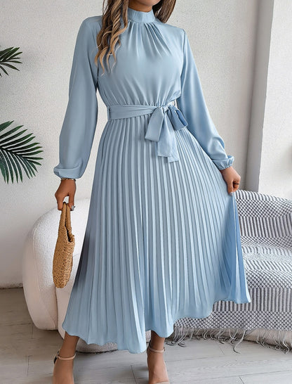 Pleated Dress with Tie Waist