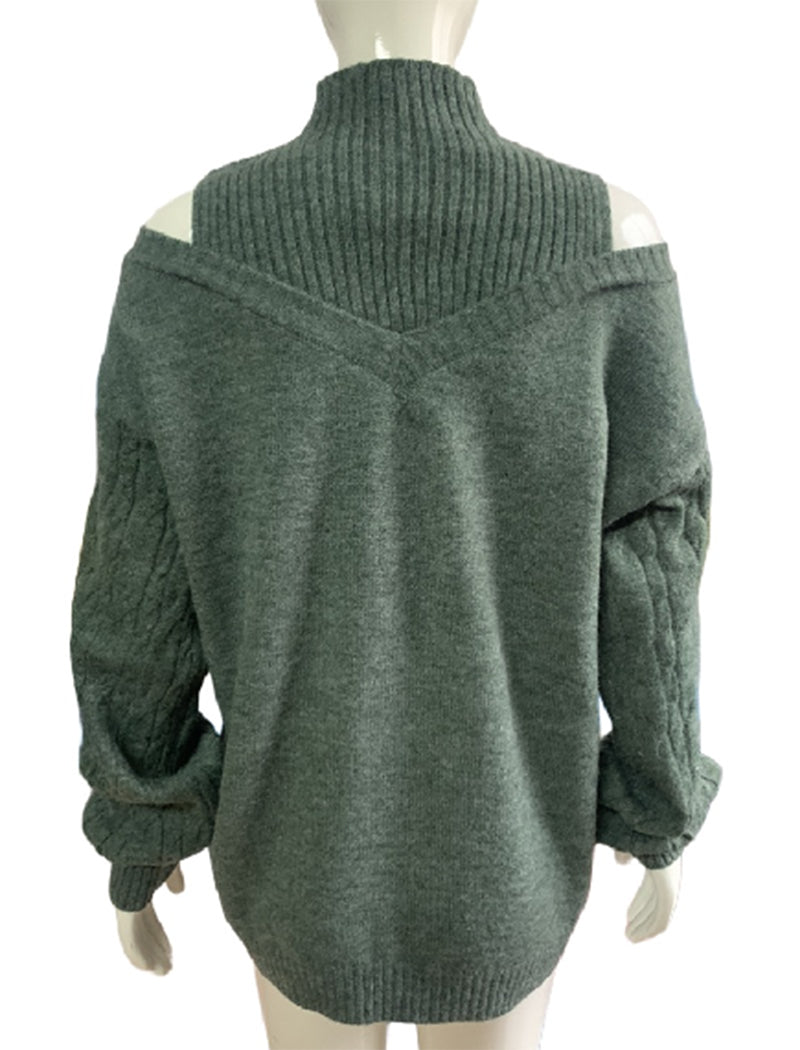 Cold Shoulder Turtleneck Sweater