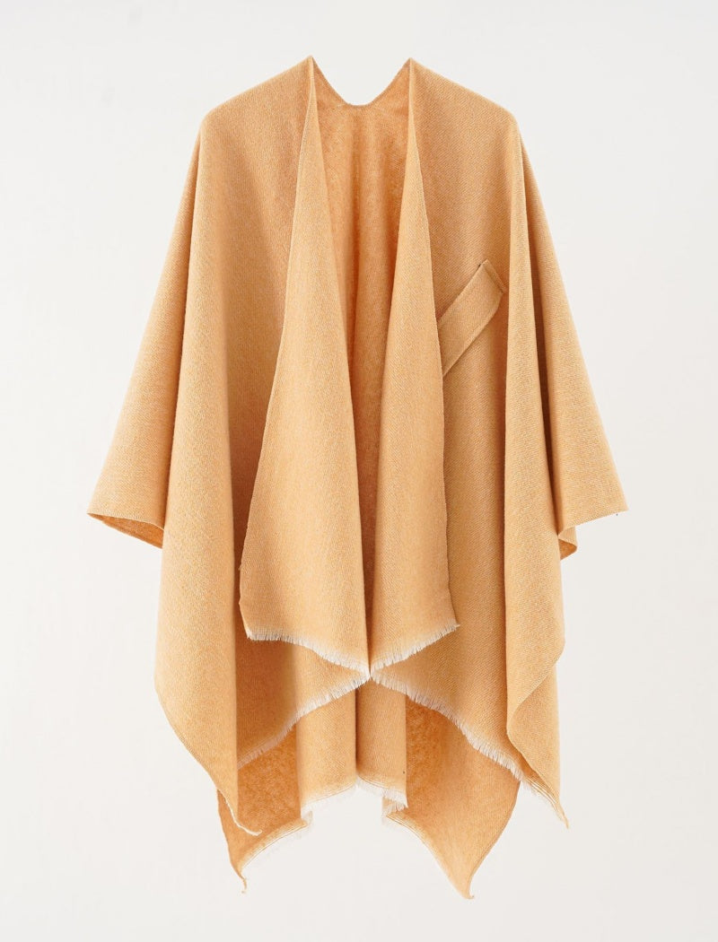 Two-Tone Oversized Shawl with Contrast Trim