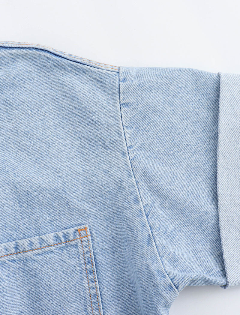 Collared Short Sleeve Denim Romper