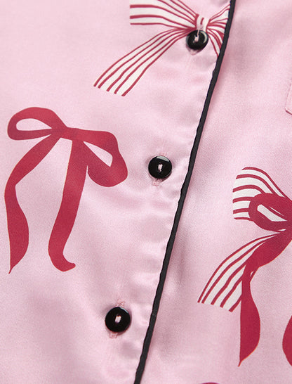 Long Sleeve Bow-Print Pajama Set